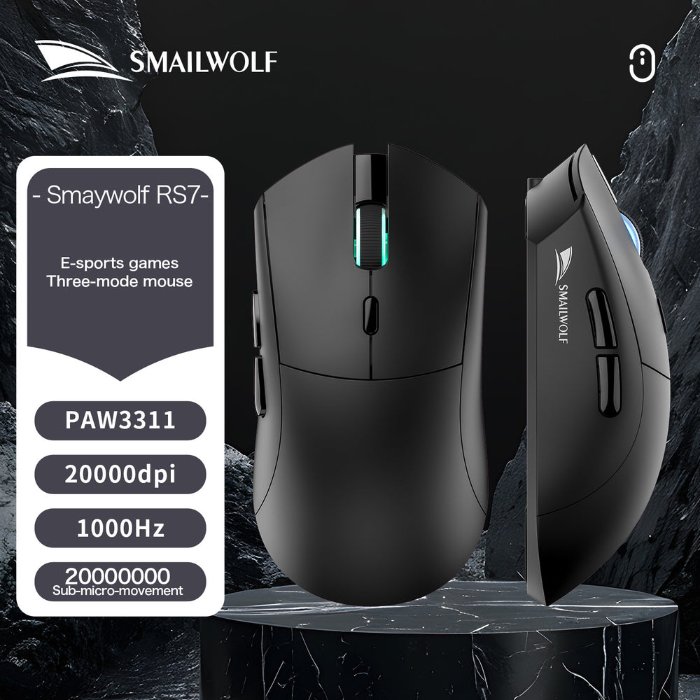 Smilang rs7 tri-mode wireless bluetooth gaming mouse paw3311 - universal for desktops and laptops