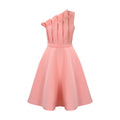 D3200 plus size women's summer sexy asymmetrical neck ruched high waist evening gown party dress - cross-border dress