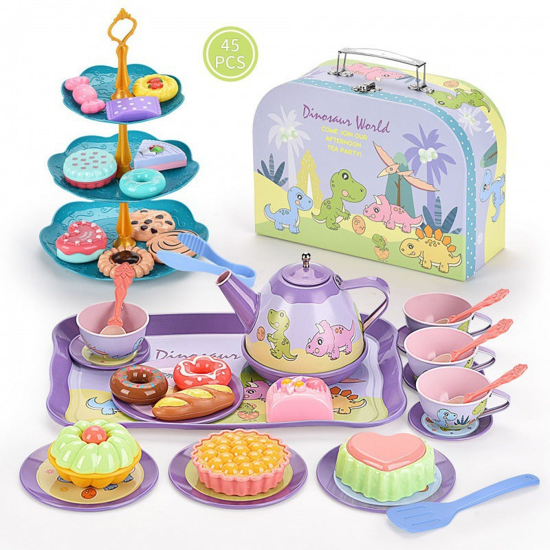 Cross-border export girl play house afternoon tea tea set simulation dessert cake coffee coffee break portable gift box