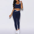 new cross-border shockproof push-up color block bra and high-waisted seamless compression professional fitness yoga leggings set