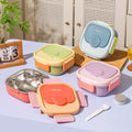 6891-square 201 three-compartment lunch box (with spoon + sauce dish)