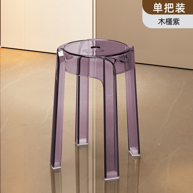 Minimalist chic stool - commercial grade, thickened, stackable, transparent round stool chair - acrylic chair, plastic stool for home use