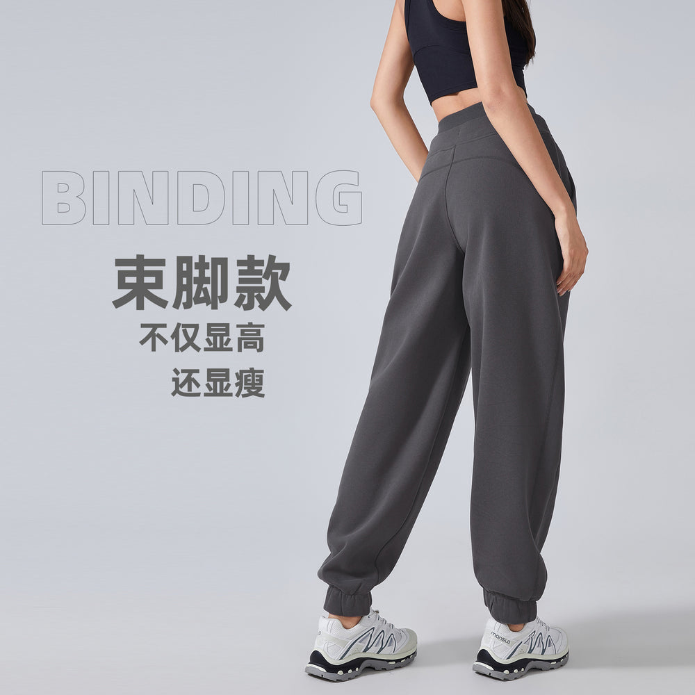 Women's fleece-lined warm sweatpants - stylish, versatile, casual joggers - loose fit, cuffed ankle, perfect for fitness and yoga - daw154