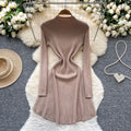 Knitted dress women's 2025 autumn french chic high-end niche inner layering waist-defining slimming elegant base layer sweater dress