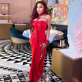 European and american style solid color elegant women's backless tie-up bandeau bodycon dress with ruched off-the-shoulder neckline - perfect for banquets and formal events