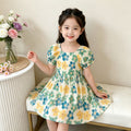 【matching family outfit】girls' floral dress - new summer collection, kids' square neck puff sleeve princess dress, baby dress
