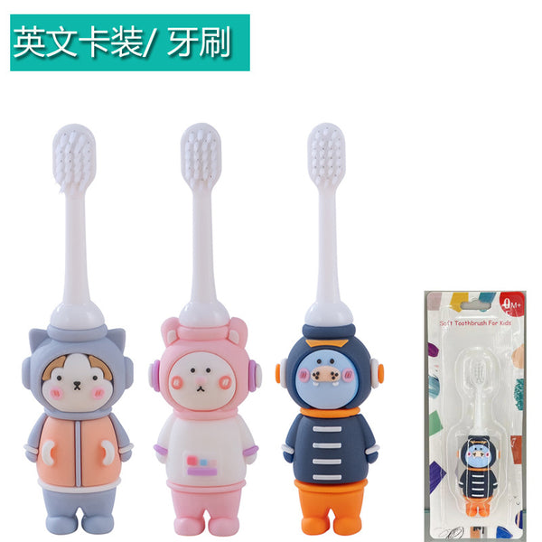 English suction card children's 10,000-bristled toothbrush, astronaut soft-bristled toothbrush 3-12 years old, child brushing soft-bristled mouth
