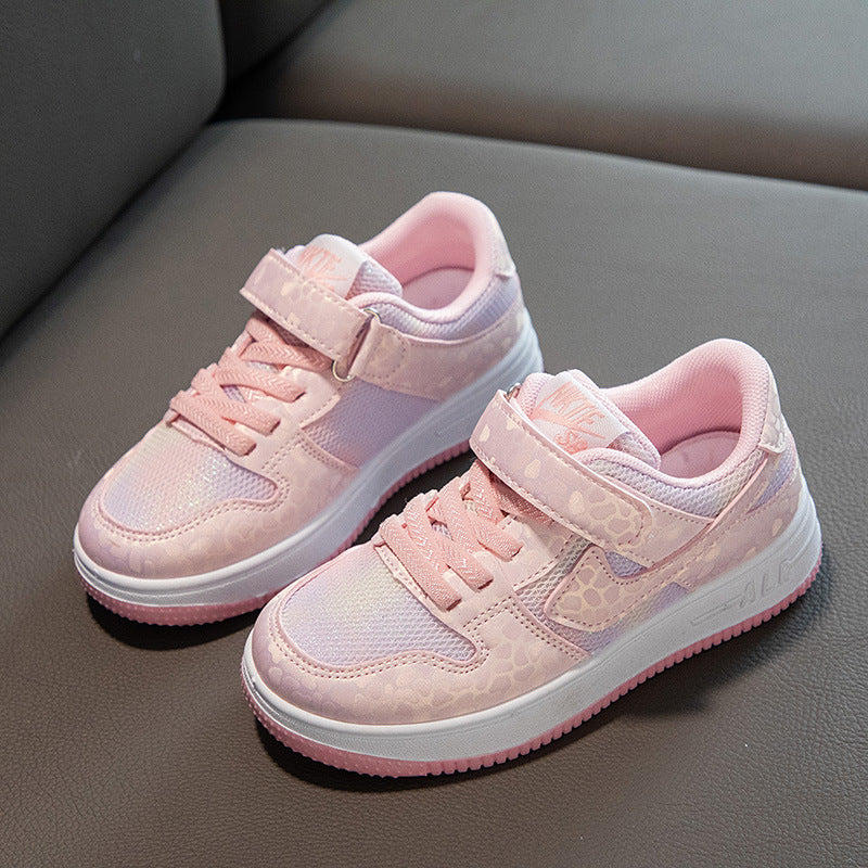 Spring children's sports board shoes new Korean version of girls mesh single shoes soft sole low-top primary school students casual shoes tide