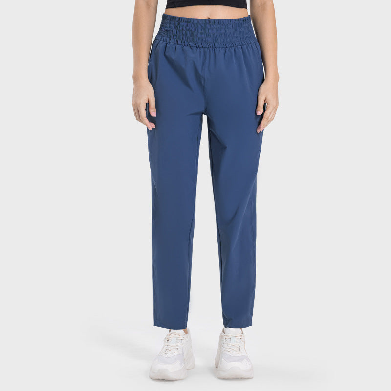 New outdoor skin-friendly ice silk thin moisture-wicking yoga fitness straight-leg pants slim fit running sports trousers women's dss073