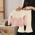 Girls' knit sweater set  autumn/winter: baby & toddler doll collar bow top with leggings