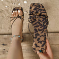 European and american autumn new arrival: fashionable plus size square toe slippers for women, round toe leopard print crossover strap sandals