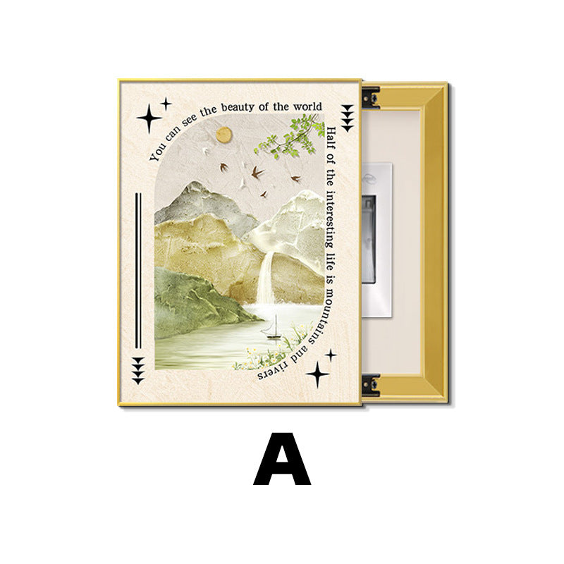 French Cream Wind Meter Box Decorative Painting Pink Vertical Moon Abstract Flower Advanced Inductor Box Block Painting