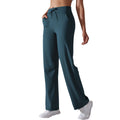 New arrival brushed breathable high waist elastic loosecasualflap pocket pants wide leg nine-point pants running fitness yoga bottom pants