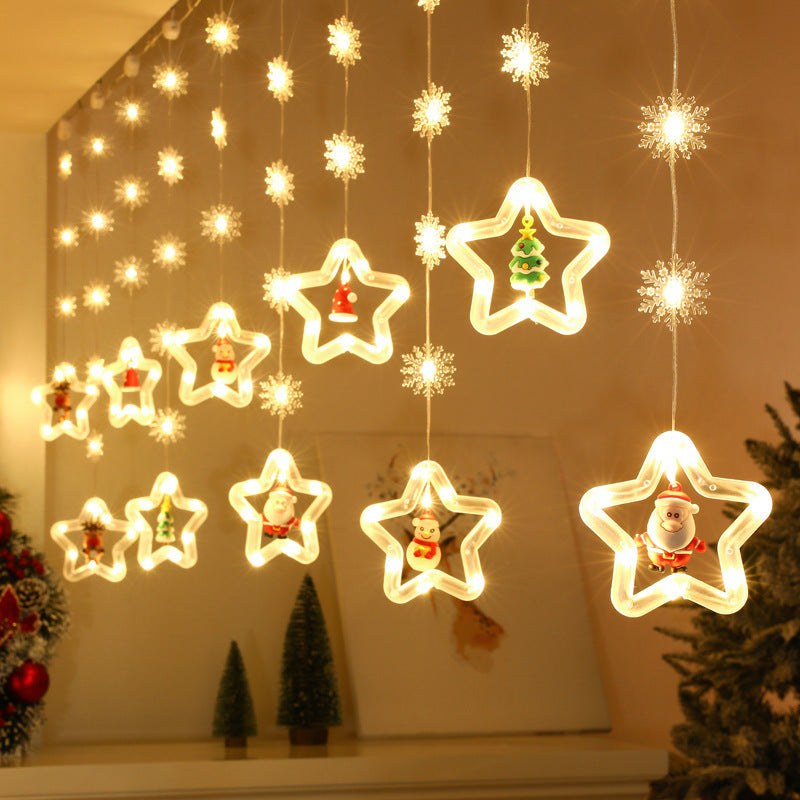Christmas decorative light string star light string room curtain light atmosphere LED lights flashing Christmas tree ice strip light