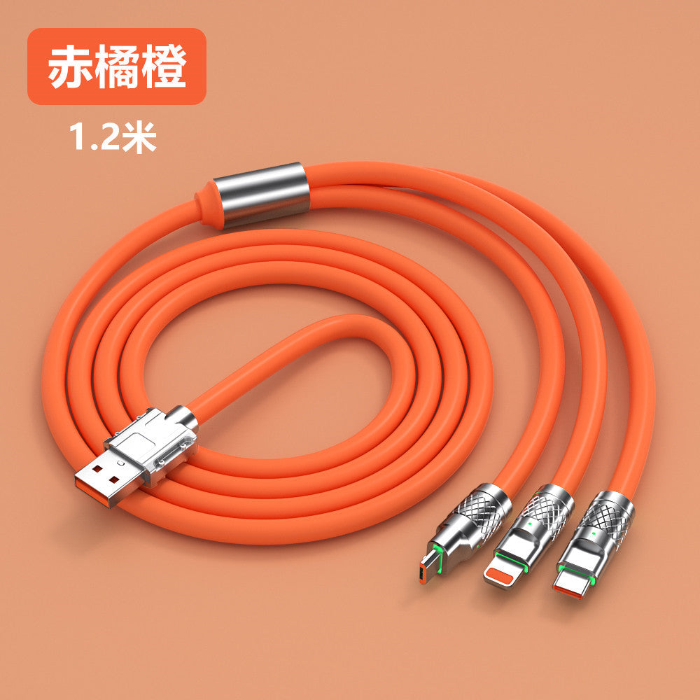 120W fast charging three-in-one fast charging data cable is suitable for Apple vivo Huawei Android flash charging mobile phone one-to-three charging