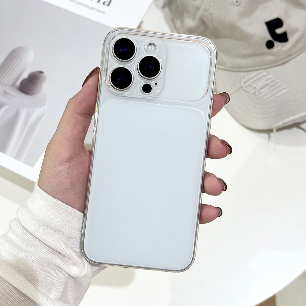 Minimalist transparent matte phone case for iphone 16/17 series, apple 15 drop-proof soft case with instant large view window