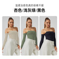 One shoulder autumn wear new arrival women's sports long sleeves t-shirt yoga wear tight dance outwear thin fitness wear