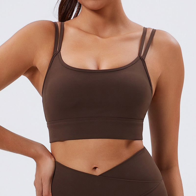 Nylon fabric shoulder sports vest tight back yoga bra running fitness intimates women's cross-border exclusive supply