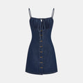 Amazon cross-border new arrival european and american clothing suspender denim fashionsexyelegant buttoned dress