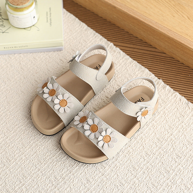 Summer toddler shoes for 1-7 year olds: soft-soled, hollow-out, floral princess sandals - wholesale breathable kids' shoes