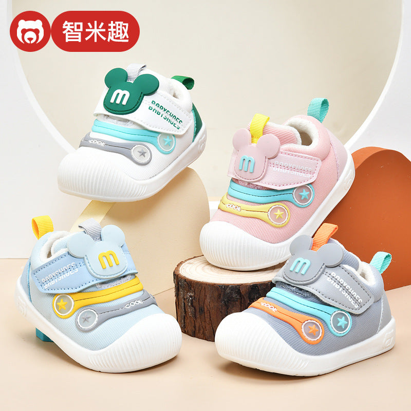 Toddler shoes for baby boys 0-1-3 years old, autumn/winter infant and toddler shoes for baby girls, soft sole functional fleece-lined thickened cotton shoes