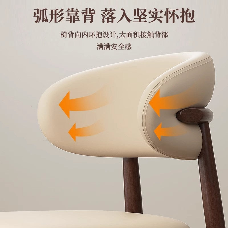 French cream solid wood dining chair for home modern casual dining table chair accessible luxury designer restaurant back chair