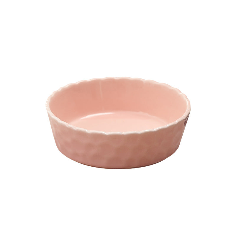 New arrival cream style pure color ceramic bowl hammer pattern design underglaze color fruit bowl for home high-looking salad bowl wholesale