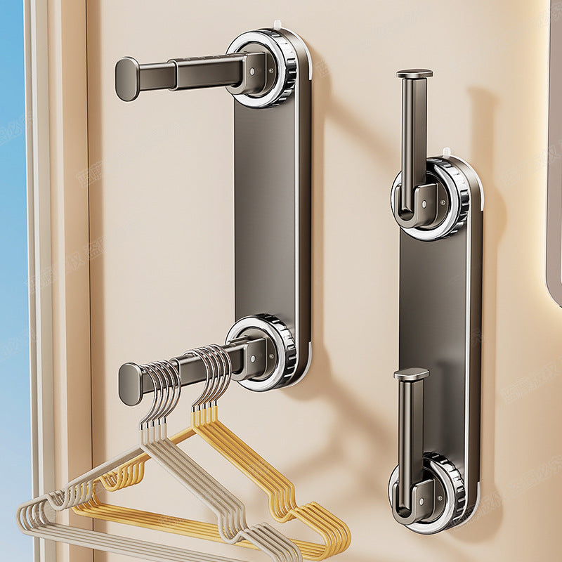 Strong suction cup hanger hanging rod storage rack household bedroom multi-functional non-punching folding telescopic clothing storage rack