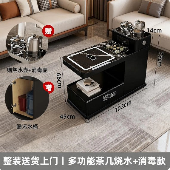 Movable sofa side table, smart water boiling and tea making, with wireless charging, bluetooth audio, all solid wood side table, enlarged water bucket