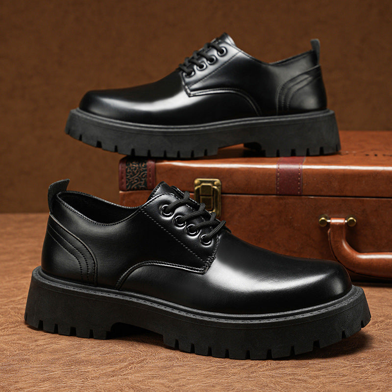Men's leather derby shoes - business casual, spring collection, chunky sole, height increasing, trendy & comfortable