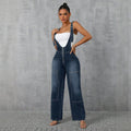 50-65610#  women's fashion european and american style spicy girl overalls jumpsuit wide leg straight leg denim pants
