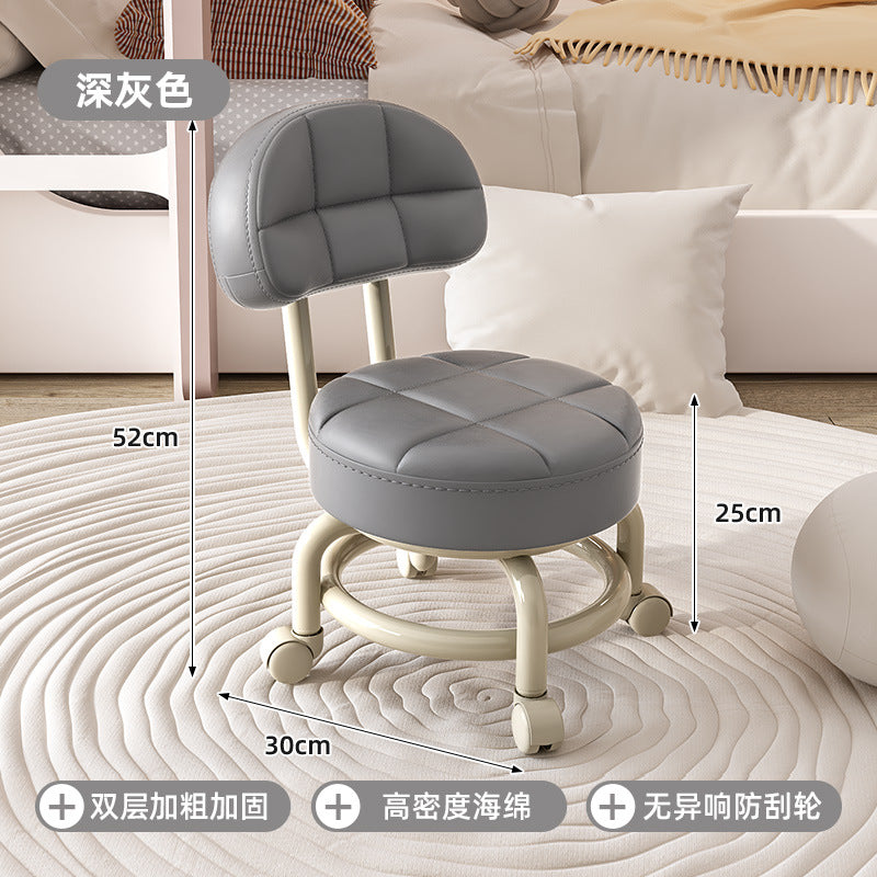 Swivel caster stool, portable shoe-changing stool for doorways, household living room and bedroom rolling stool, low stool with seamless edges, perfect for wiping floors and taking care of kids