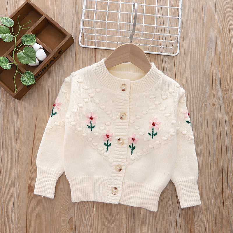 Girls' cardigan sweater -  autumn/winter versatile outerwear - baby girl knitwear - toddler & little girl knitted sweater top