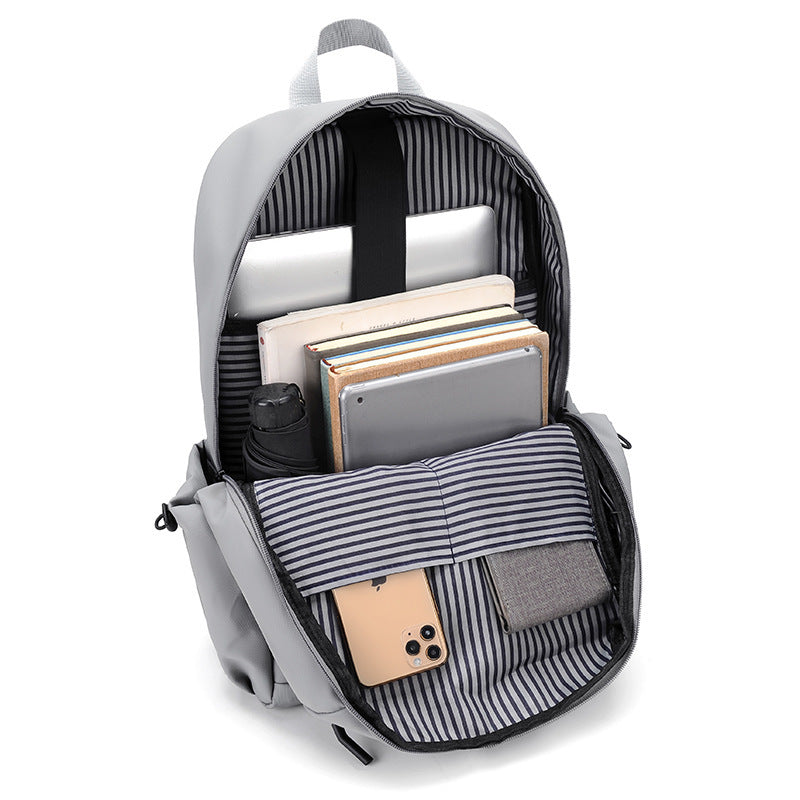 casual backpack, men's business commute laptop backpack, trendy travel student backpack with logo