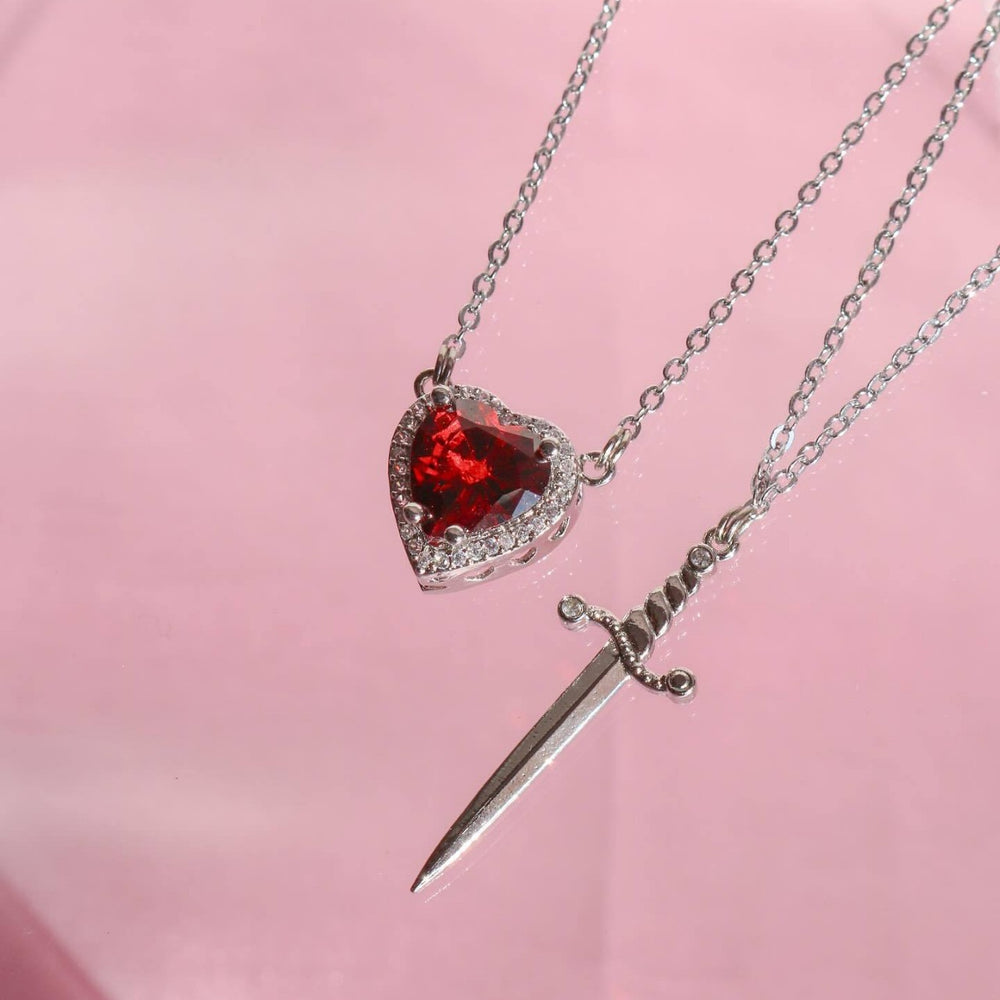 Wholesale vintage heart necklace - european & american cross-border jewelry - "one arrow through the heart" valentine's day high-end heart dagger pendant