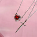 Wholesale vintage heart necklace - european & american cross-border jewelry - "one arrow through the heart" valentine's day high-end heart dagger pendant