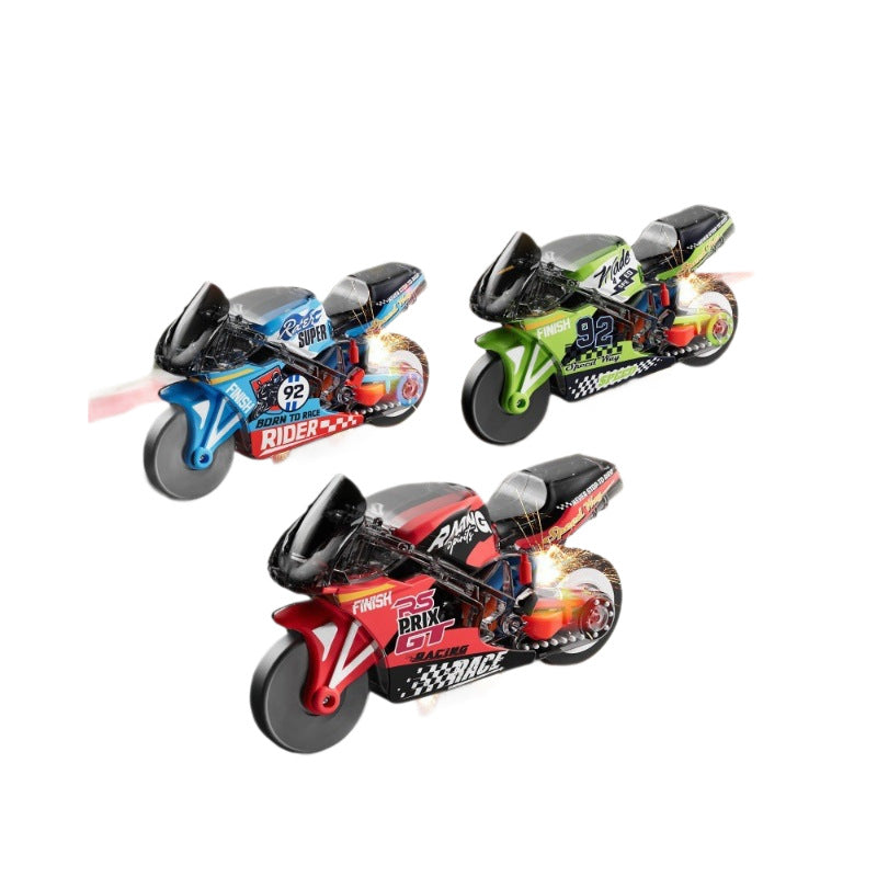 flint inertial motorcycle cool stunt artificial car keychain decompression spark special effects boy small toy