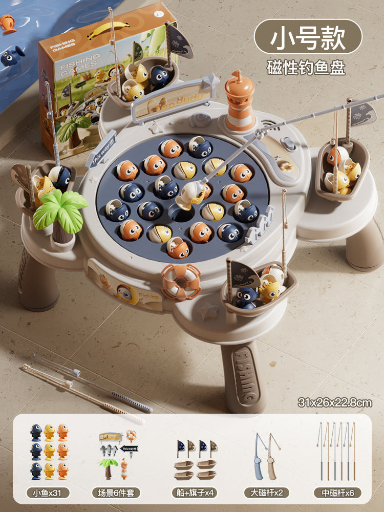 Kids electric magnetic fishing toy board game fishing platform fish pond fishing rod fishing puzzle family boy girl toy