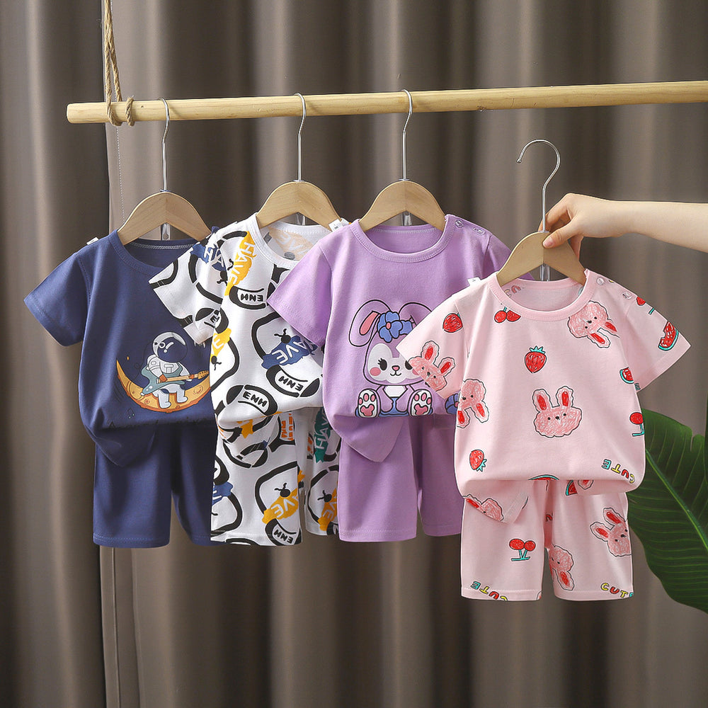 Summer children's clothing set: pure cotton t-shirt & underwear for boys and girls, baby & infant short-sleeve tee and shorts - dropshipping available