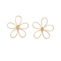 Flower earrings wholesale cross-border exaggerated sense of design earrings women's electroplated alloy versatile cut out line braided earrings