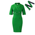 D409 european and american plus size women's winter  new arrival: suit collar bodycon slimming slit office lady professional african dress