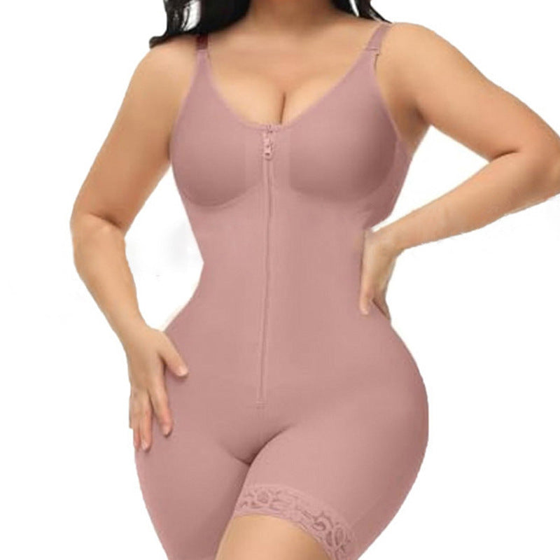 European and american plus size shapewear bodysuit - full coverage, zipper crotch, tummy control, butt lift, slimming corset