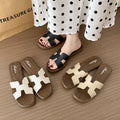 Xiaoxiangfeng sandals women's summer outwear non-slipeasiest for matchfashion imitation wood grain flatsh belt one-line slippers women's export