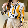 wholesale women's long-sleeved shirts, fashionable women's shirts for spring, summer, and autumn, new cross-border printed designs