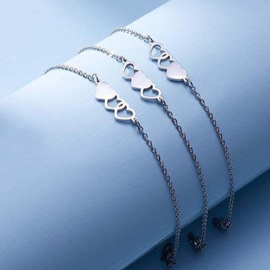 new arrivalfashion accessible luxury bracelet fashion best selling creative stainless steel heart chain bracelet 3-piece set
