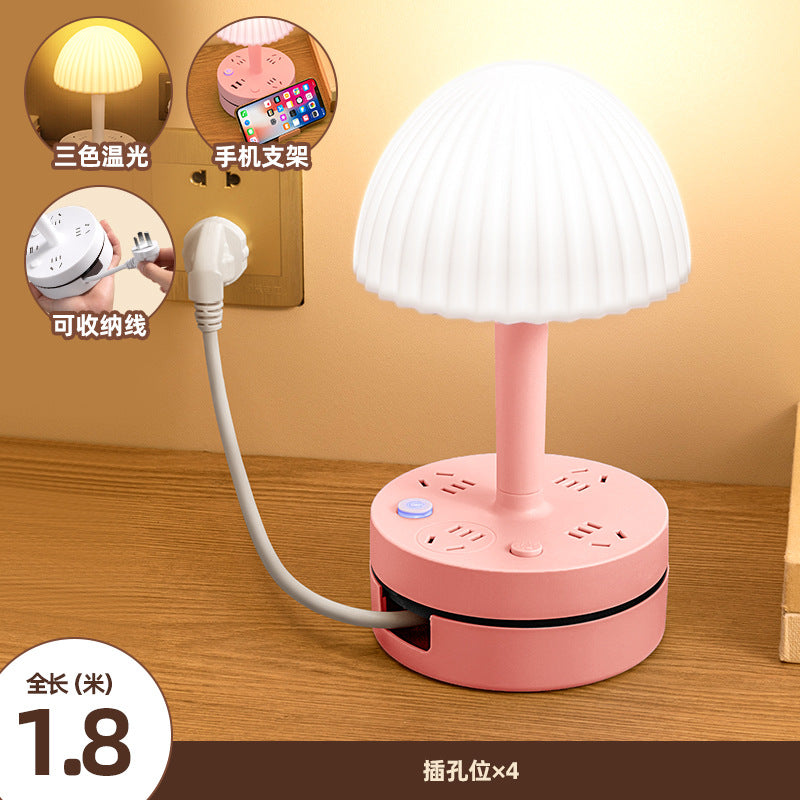Integrated led desk lamp with socket, plug-in multifunctional dual-use usb energy-saving night light, bedside eye-care study reading lamp