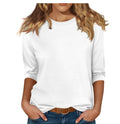european and american cross-border  new women's round neck 7/8 sleeve solid color fleece-lined base layer top