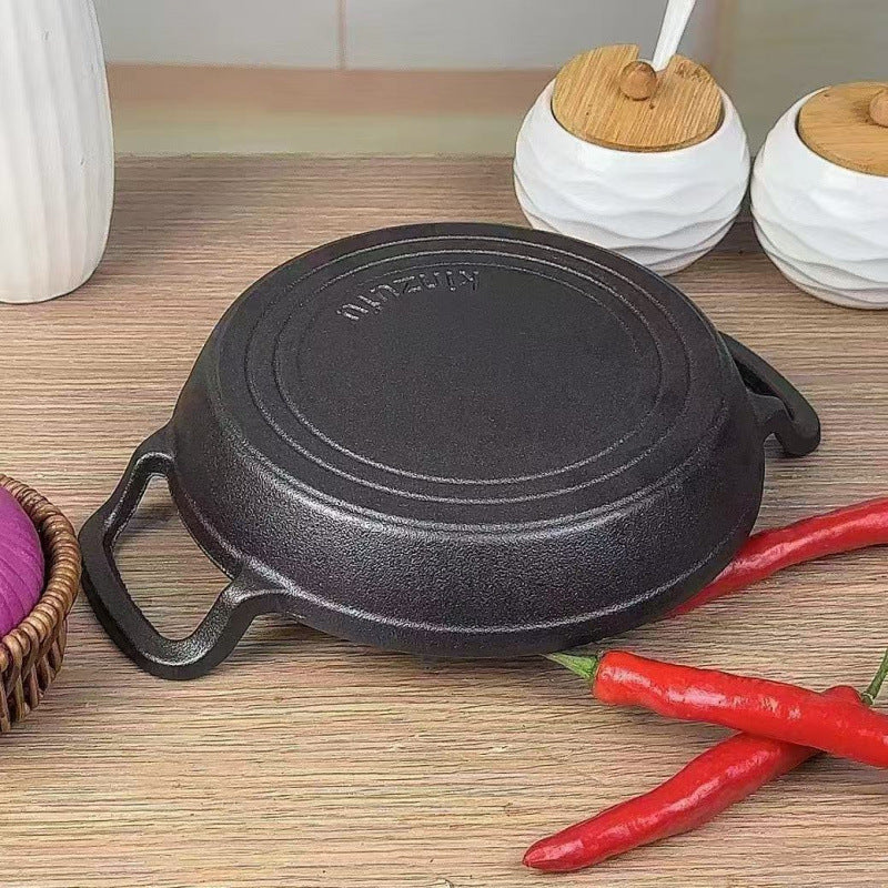 Commercial Teppanyaki Beef Plate Korean Barbecue Cast Iron Barbecue Plate Steak Plate Round Fried Steak Thickened Disc