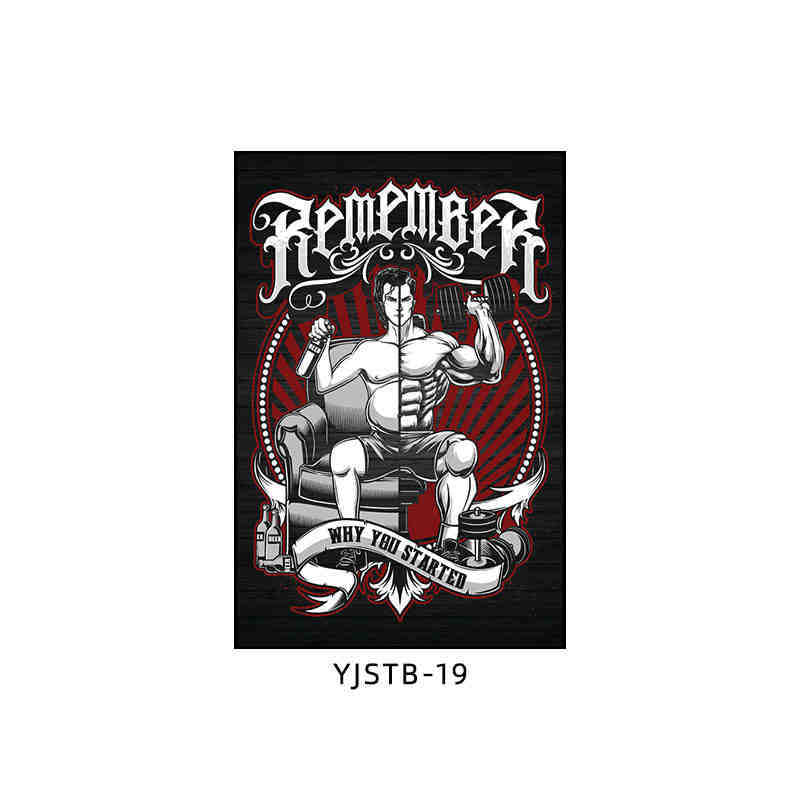 Gym wall decoration painting industrial style black and white sports inspirational poster mural boxing bodybuilding club hanging painting