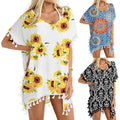 fashionnew arrivalprinting tassel small white ball chiffon beach skirt blouse ready-made trendy brand
